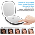 thumbnail image 4 of Double-sided Rechargeable Travel Makeup Mirror with Lights and Magnification 10X, LED Compact Mirror with 3 Light Colors & Adjustable Brightness, Small Vanity Mirror Handheld for Purse - Black, 4 of 8