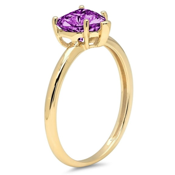 1.25 ct Heart Cut Simulated Alexandrite Solitaire Engagement Ring for Women in 18K Yellow Gold