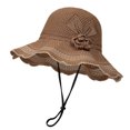 thumbnail image 5 of Wide Brim Sun Hats for Women Elegant Flower Hollow out Crochet Knit Bucket Hat Foldable Packable Beach Hat, 5 of 5