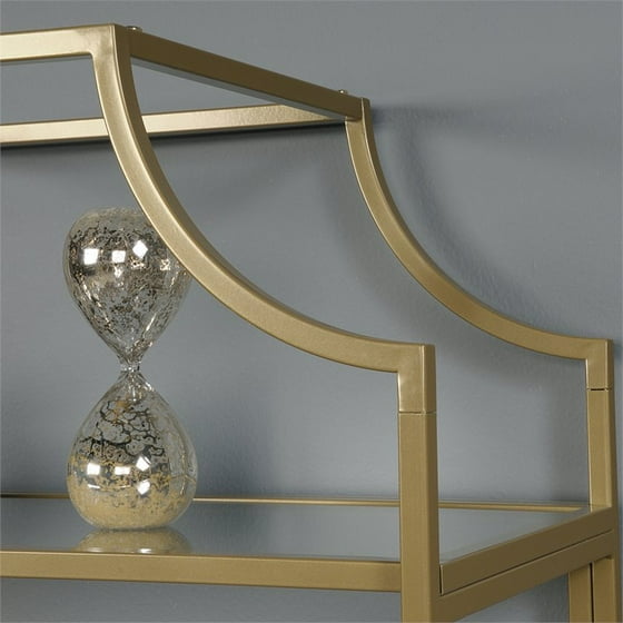 Sauder International Lux 5 Shelf Bookcase In Satin Gold Com
