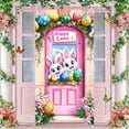 thumbnail image 5 of KOYPTL Easter Door Cover for Front Door, Cute Easter Bunny Egg Wreath Pattern for Front Door, Welcome Door Porch Sign Banner for Spring Holiday Party Easter Decorations Indoor, 35.4x70.8 inch, H, 5 of 7
