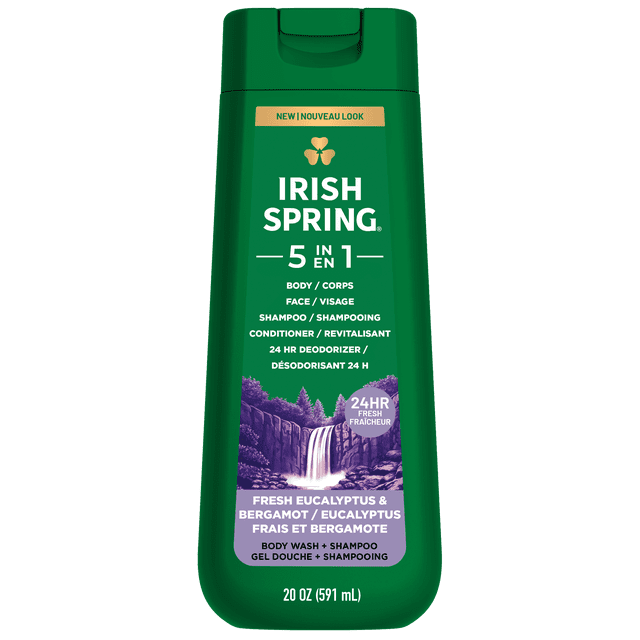 Irish Spring 5 in 1 Body Wash, Fresh Eucalyptus & Bergamot Scent, 591 mL
