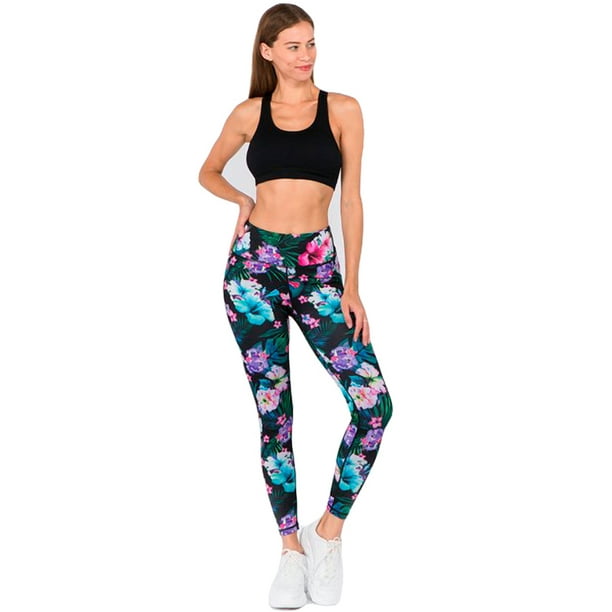 Tropical Black Floral Leggings Womens High Waist Full or Capri Athletic  Leggings for Workout Yoga Running Sports Tropical Papaya Print -  Canada