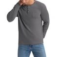 thumbnail image 5 of Iceglad Men's Henley Shirts Long Sleeve Basic Waffle Pique Pullover T-Shirt with Pocket, 5 of 9