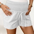 thumbnail image 6 of Eltusu Women Maternity Shorts over belly, Comfort Cotton Casual Drawstring Pregnacy Shorts White Size M, 6 of 8