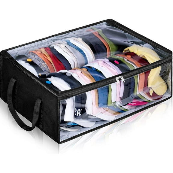Wide Hat Storage for Baseball Caps, Large Capacity Hat Organizer for Closet Cap Holder Holds up to 40 Snapbacks, Black