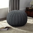 thumbnail image 2 of LR Home Medium Solid Transitional Indoor Round Pouf, Gray, 20" x 20" x 16", 2 of 4