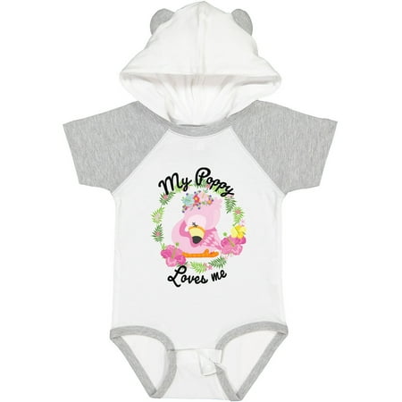 

Inktastic Baby Flamingo My Poppy Loves Me with Flower Wreath Gift Baby Boy or Baby Girl Bodysuit