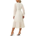 thumbnail image 3 of INSPIRE CHIC Women's 2024 Swiss Dots Midi Dress Long Sleeve V Neck Boho Long Dress High Waisted A-Line Swing Dress, 3 of 5