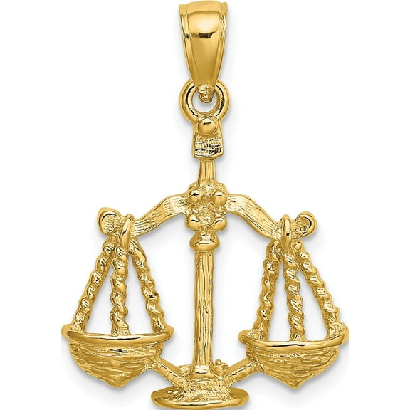 14k Large Libra Zodiac Charm Yellow Gold Solid Sparkling Bold Heirloom An unforgettable keepsake to treasure forever