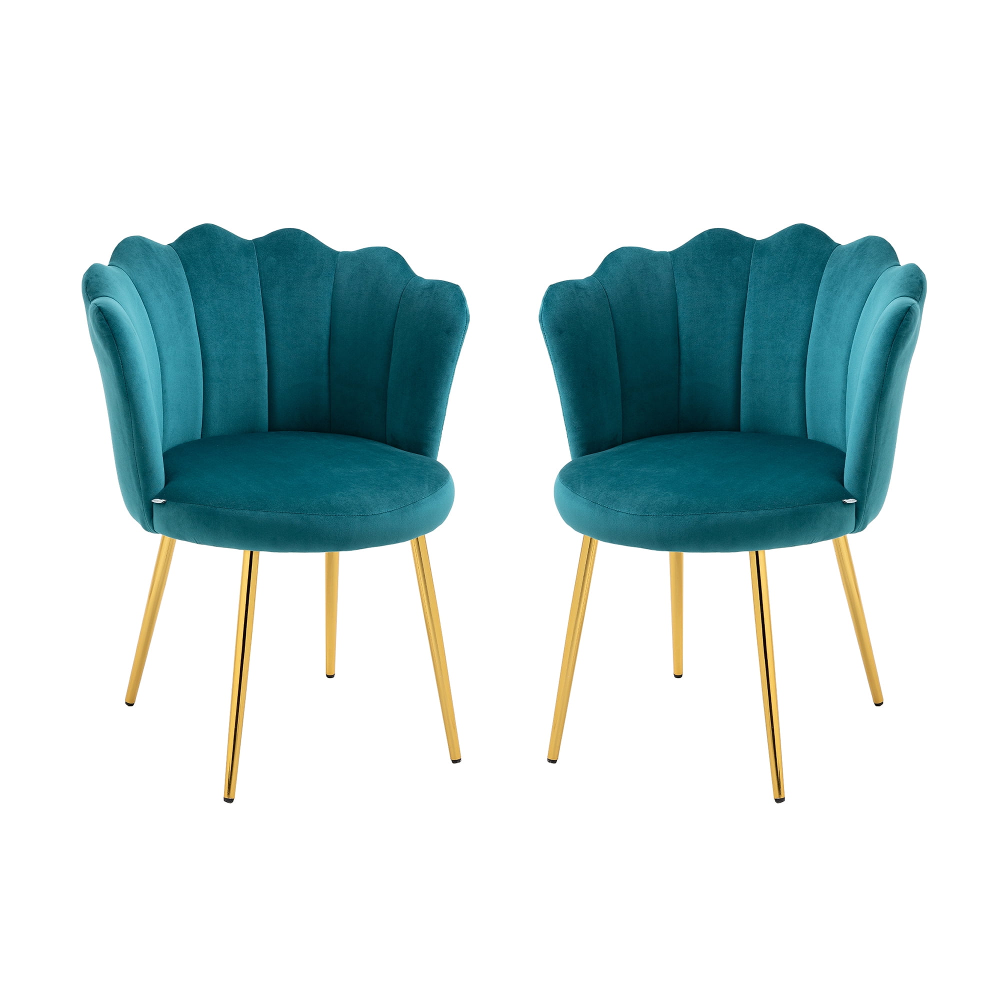 HOMEFUN Modern Teal Velvet Upholstered Dining Chair with Golden Metal ...