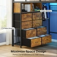 thumbnail image 3 of Afuhokles Full Size Loft Bed with Desk and 8 Storage Drawers, LED Metal Loft Bed with Power Outlet, 2 Shelves and Clothing Rack, Rustic Brown, 3 of 8