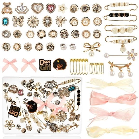 60Pcs Shoe and Stocking Charm Kit Exquisite Junk Stocking Charm Kit with DIY Accessories and 4 Pairs Shoe Laces for Women Girl Fashion Lover