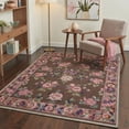 thumbnail image 3 of 5x7 Washable Area Rug for Living Room Bedroom, Machine Washable Non Slip Low Pile Lightweight Print Pattern Rug, Vintage Floral Indoor Floor Rug for Dining Room Home Office, Dusty Mocha, 3 of 5