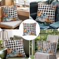 thumbnail image 4 of Throw Pillow Covers, Orange Blue Grey Pumpkins Fall Decorative Throw Pillow Covers 20x20 Inch, Thanksgiving Botanical Plaid Square Linen Pillow Cases for Couch/Living Room/Sofa, 4 of 9