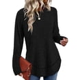 thumbnail image 2 of Long Sleeve Shirts for Women Fall Sweaters Casual Tunic Tops Loose Fit Winter Clothing Black XXL, 2 of 7