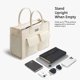 thumbnail image 5 of Bolsa de lona resistente con diseño superior para mujer, color beige, 5 of 8