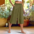 thumbnail image 2 of Kaemgyyd Womens Pants Lightweight Wide Leg Flowy Capris Lounge Elastic Waist Ladies Vacation Beach Cropped Trousers with Pockets, 2 of 7