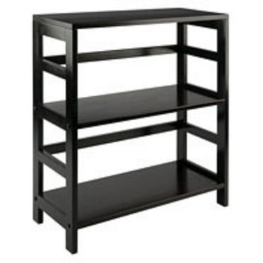 Contemporary Home Living 29” Espresso Black Storage Shelf or Bookcase with Two Tier Wide