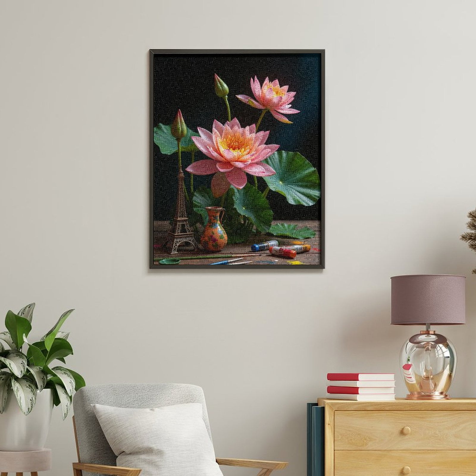 Paint By Numbers Kit for Adults Beginner - Lotus Art Model Painting Supplies DIY Canvas Painting Kits for Adults, Frameless Paint By Number for Adults for Home Wall Decor 16x20 Inch