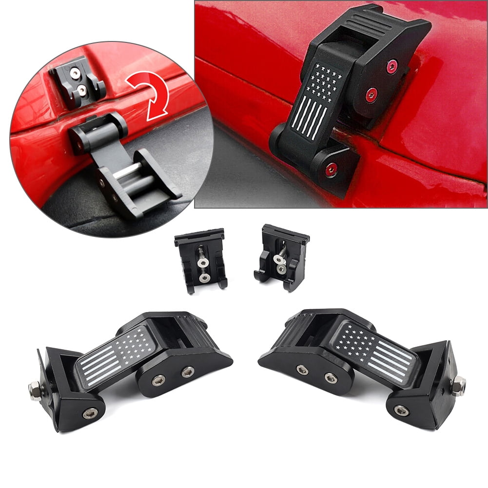 NS Aluminum Hood Latch Lock Buckle Catch Kit Black for Wrangler JL JLU 2018-2024 Ca