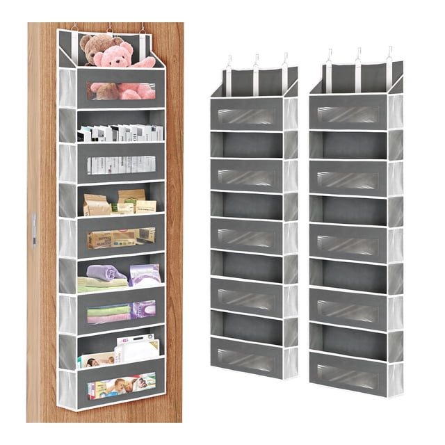 Organizador de almacenamiento para colocar sobre la puerta XyVoltic, 5 niveles, 48 kg, gris