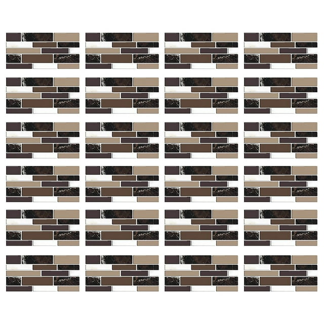 Xihbxyly Pegatinas de Imitación de Azulejos de Pared, Película de Pvc Cristal, Fácil Instalación, Impermeables y Duraderas, para Remodelar Cocinas y Baños, Juego de 12/24/48 Piezas, Tamaño 10 X 20 Cm