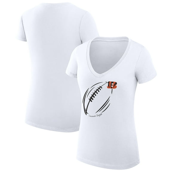 Women's G-III 4Her by Carl Banks  White Cincinnati Bengals Super-Slim Fit Lightweight Subtle Football V-Neck T-Shirt