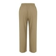 thumbnail image 5 of Hauaitttt Women Linen Casual Pants Summer Wide Leg Loose Drawstring High Waist Wide Leg Pants with Pockets plus Size Women Work Pants Business Casual Printed Pants for Women Casual Short Pants for, 5 of 8