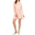 thumbnail image 1 of INSPIRE CHIC Women's Plaid Long Sleeve Button Up Point Collar Shirt Dress XL Pink, 1 of 7