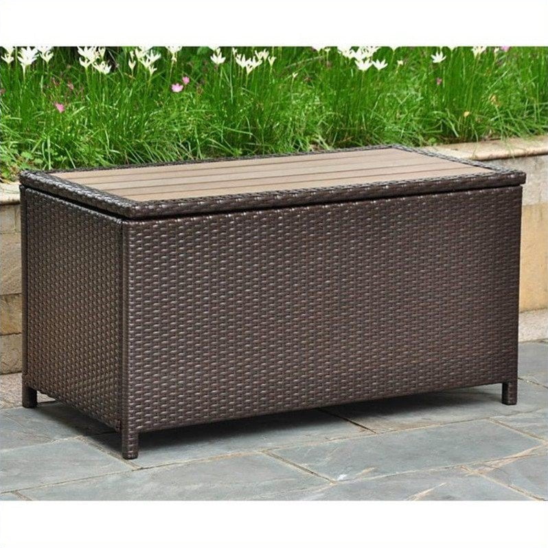 International Caravan Barcelona 42 In Resin Wicker 80 Gallon Outdoor Storage Trunk Walmart Com Walmart Com