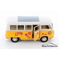 thumbnail image 4 of 1963 Volkswagen Classical T1 Bus with Love/Peace Decals, Yellow - Welly 22095A1/A3D - 1/24 scale Diecast Model Toy Car (Brand New but NO BOX), 4 of 5