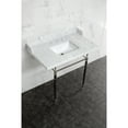 thumbnail image 2 of Kingston Brass LMS3622M8SQ6 Habsburg 36" Carrara Marble Console Sink with Brass Legs (8-Inch, 3-Hole), Carrara Marble White/Polished Nickel, 2 of 6