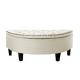 thumbnail image 2 of Inspired Home Libby Linen Storage Ottoman Half Moon Tufted Nailhead, Cream White, 2 of 9