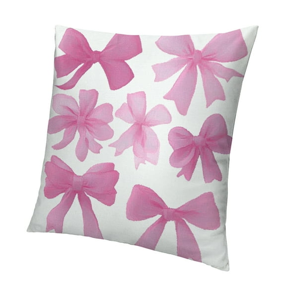 Autua Pink Coquette Bow Throw Pillow Covers, Preppy Trendy Home Decor Pillow Cases for Girls Dorm Room Bedroom Living Room 12x12in