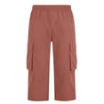 thumbnail image 5 of Resicozy Cargo Capri Pants for Men Casual Elastic Waist Work Shorts Relaxed Fit Hiking Tactical Capris with Multi Pockets Watermelon Red M, 5 of 8