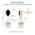 thumbnail image 6 of Rosec Jewels Freshwater Pearl Drop Earrings with Black Onyx and Moissanite for Women - AAA Grade, 18K Yellow Gold, 6 of 7