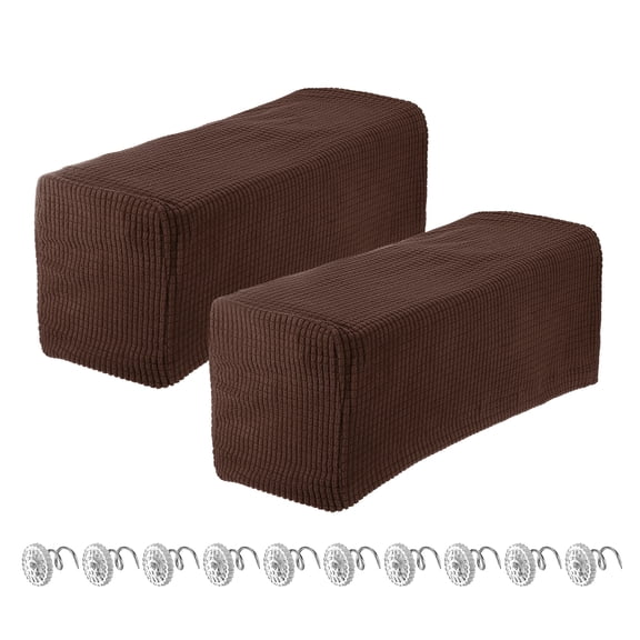 Uxcell 2pcs Stretch Armrest Covers, Couch Arm Covers with Twist Pin, Protector Slipcovers for Chairs Sofa Brown