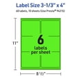 thumbnail image 6 of Avery Printable Rectangle Labels, Neon Green, 3-1/3" x 4", 60ct, 6 of 11