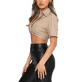 thumbnail image 4 of Txlixc Blusa de mujer, blusa de botón plano, blusa de ombligo de mujer Txlixc  moda, 4 of 7