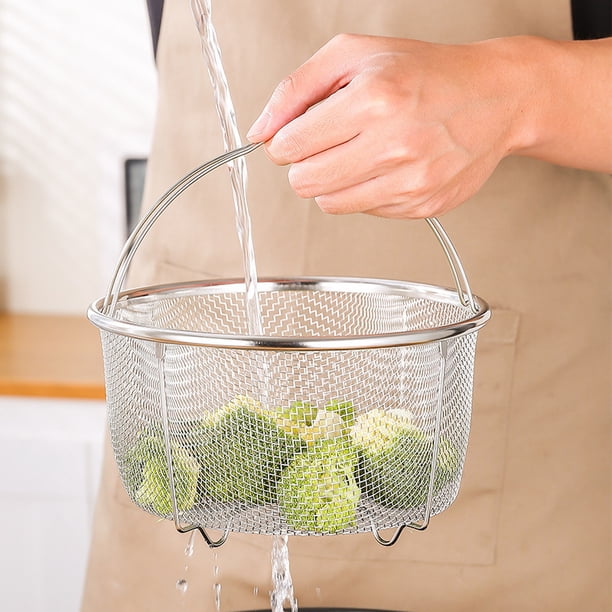 Cesta de acero inoxidable para cocinar al vapor, cesta para freír, filtro de aceite, cesta de drenaje, rejilla para olla a presión