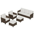 thumbnail image 6 of INTER HUT 5PCS Outdoor Patio Wicker Conversation Sets with Ottoman, Rattan Conversation Furniture for Porch, Backyard, Deck, Poolside, Garden, Beige, 6 of 9