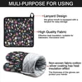 thumbnail image 7 of Black Daisy Flower Colorful Blooms Pattern Kitchen Oven Mitt and Pot Holder Sets 2 Pcs for Baking, Cooking and Grilling, Heat Resistant Up To 392 °F, 7 of 7