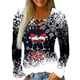 thumbnail image 2 of Puntoco Camisas para mujer Blusa de manga larga con estampado de cuello en V de Navidad Blusa regular estampada Puntoco Puntoco-7988, 2 of 6