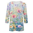 thumbnail image 5 of Oalirro Multicolor 3/4 Sleeve Tops for Women Loose Casual Crew Neck Three-Quarter Sleeve Top XXXL, 5 of 5