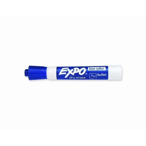 Blue cleanroom dry erase marker, bullet tip