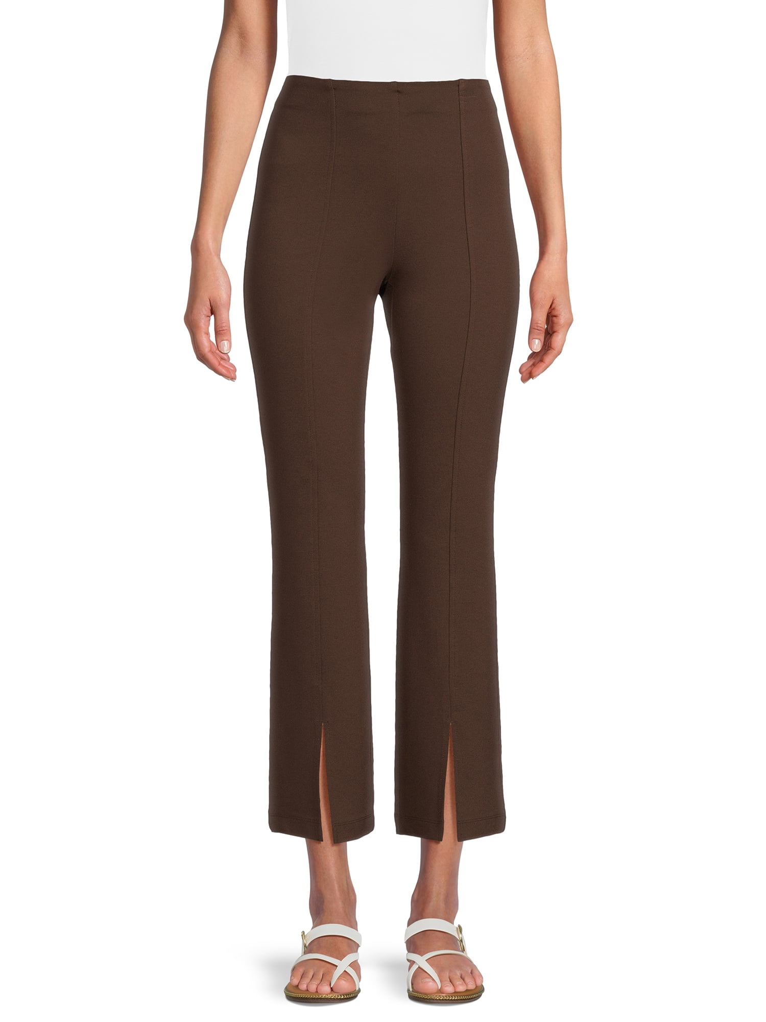 Time and Tru Women's Flare Ponte Pants, 2-Pack, 30" Inseam for Regular, Sizes XS-XXL