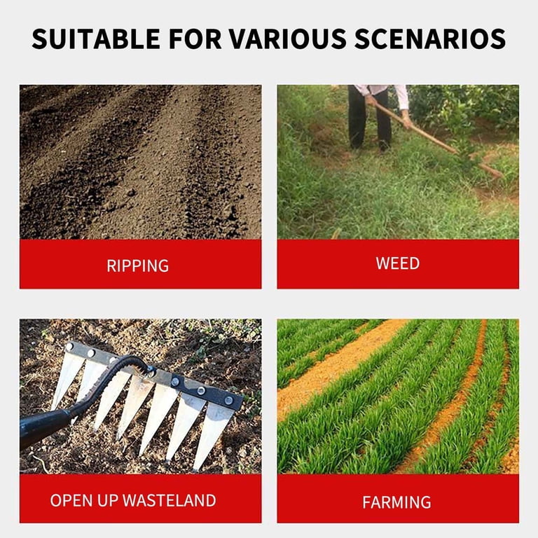 Multi-Tine Carbon Steel Garden Cultivator Rake, Multi-Tine Carbon Steel Garden Cultivator Rake 5/6/7/8 Teeth, Iron Rakes For Gardening And Weeding, 5/6/7/8 Teeth Gardens Weeding Rakes