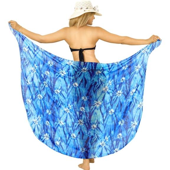 LA LEELA Women's Bikini Wraps Beach Wrap Sarong Cover up Skirt Bathing suit Swimsuit Cover Ups for Swimwear Women One Size Lapis, Tie Dye