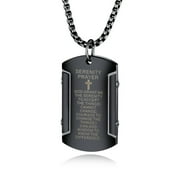 LIFASHION Mens Serenity Prayer Necklace - Stainless Steel Christ Cross Bible Verse Dog Tags Lords Praying Pendant Christian Religious Jewelry for Dad,Husband,Boyfriend,Son for Baptism Gift